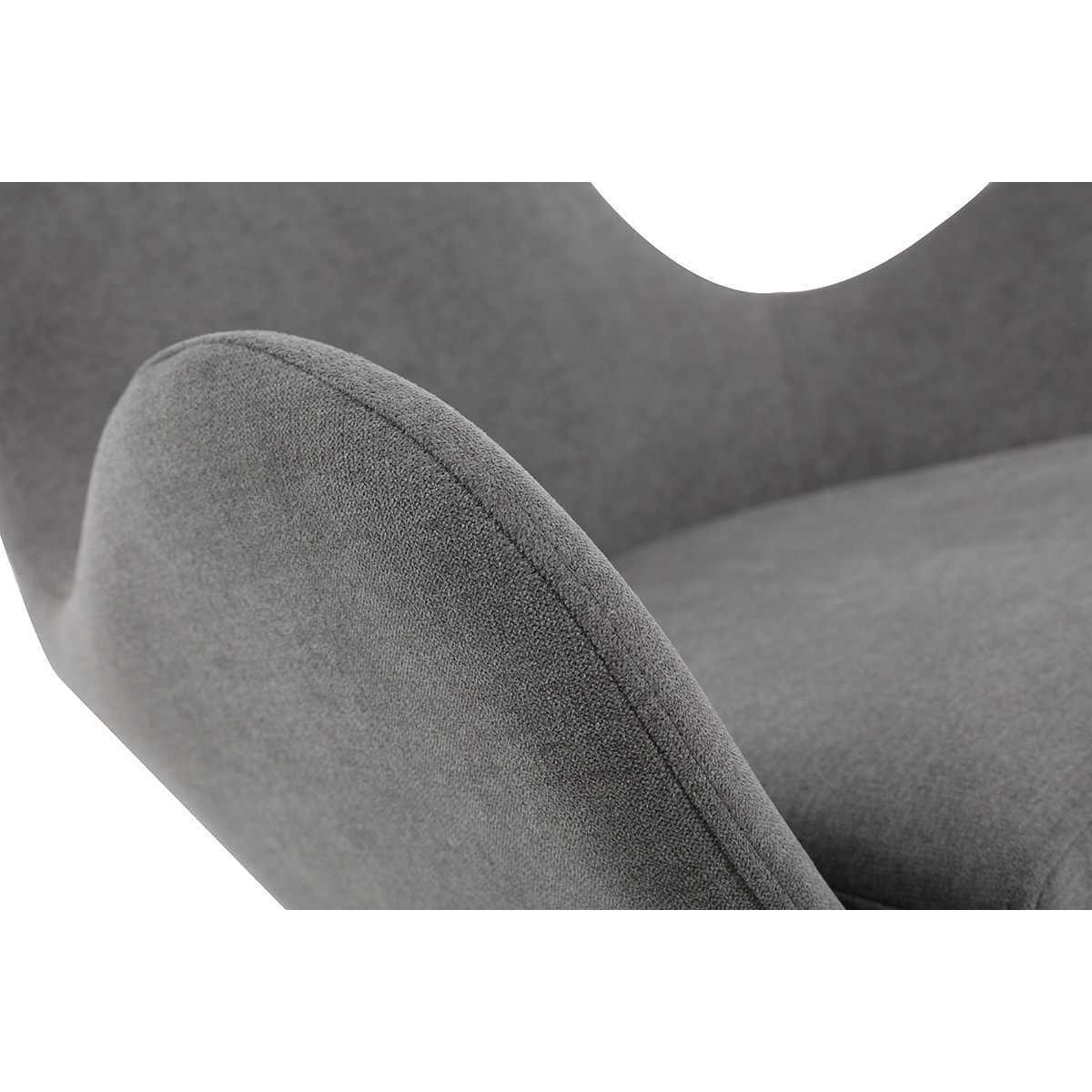 Fauteuil pivotant design en tissu effet velours gris et métal noir ANDY