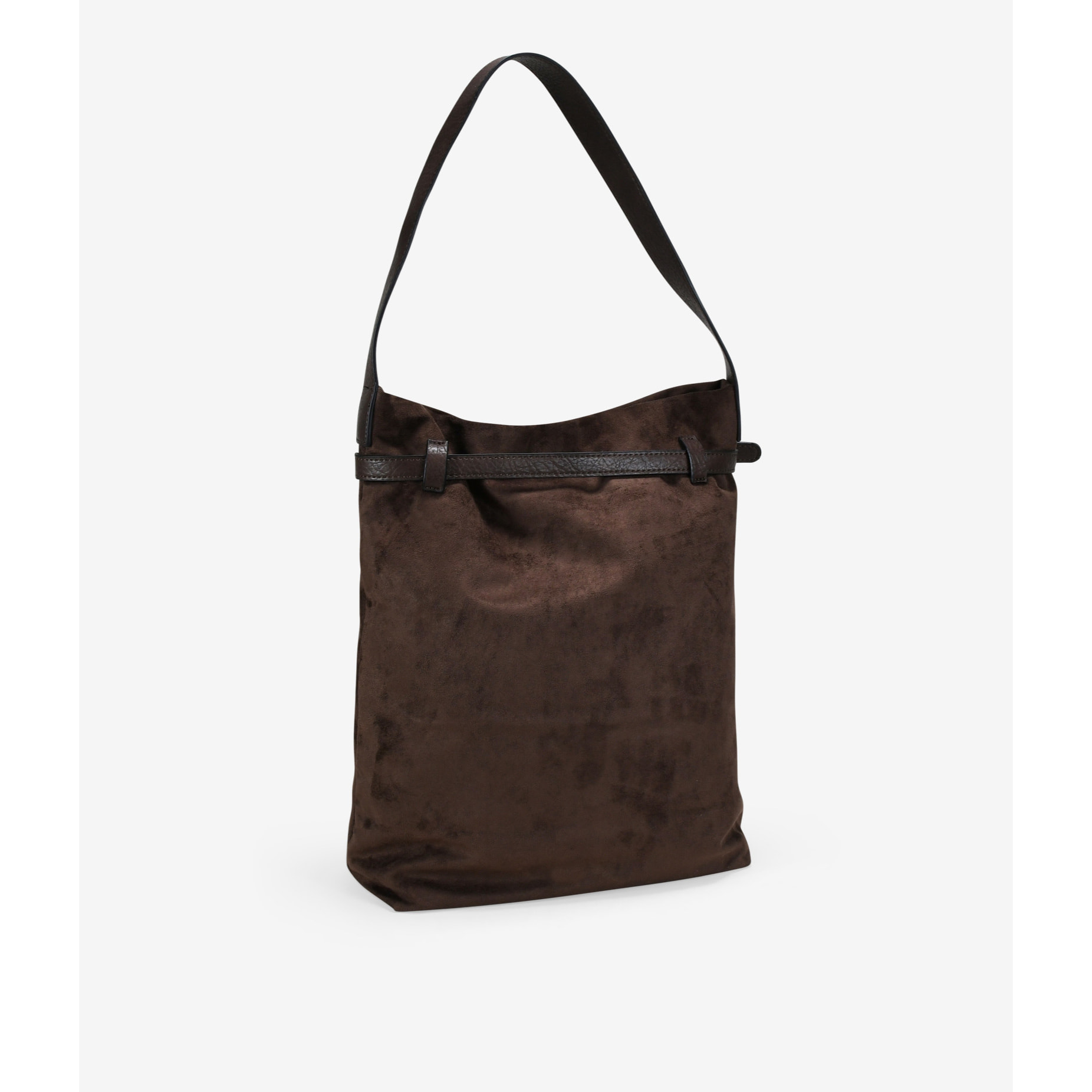 Bolso de hombro marrón con cinturón