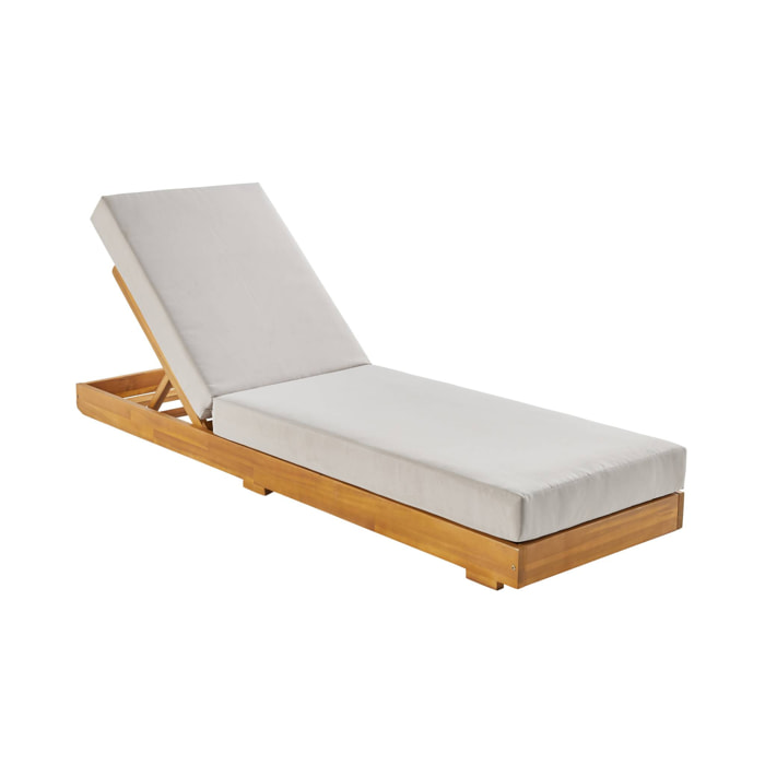 Bain de soleil bois d'acacia multi positions avec roulettes DORINA