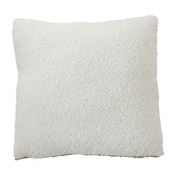 Coussin déhoussable tissu bouclé - Ecru