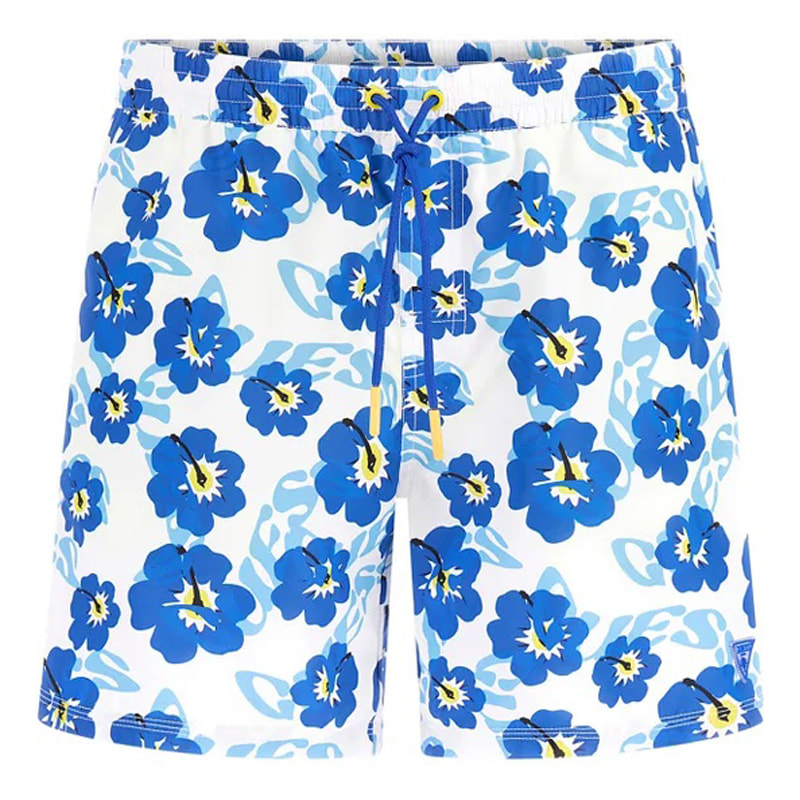 Boxer de bain - coupe classique - bleu et blanc