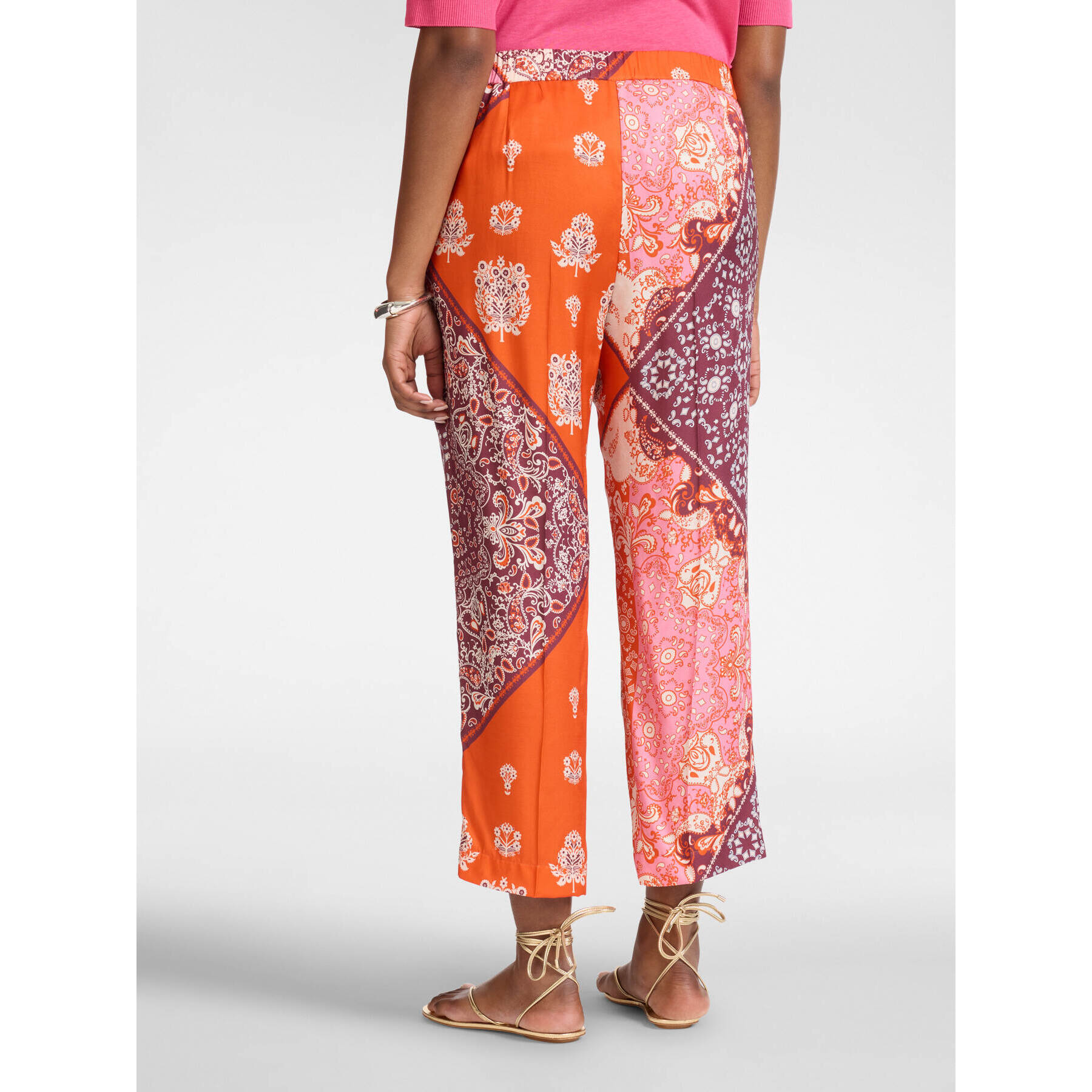 Elena Mirò - Pantalones estampados de viscosa - Naranja sol