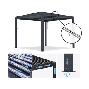 Pergola bioclimatique en aluminium "Windsor" - 3 x 3 m - Anthracite