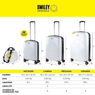 Juego De Maletas Pc Smiley Originals Smiley Originals Blanco-Negro