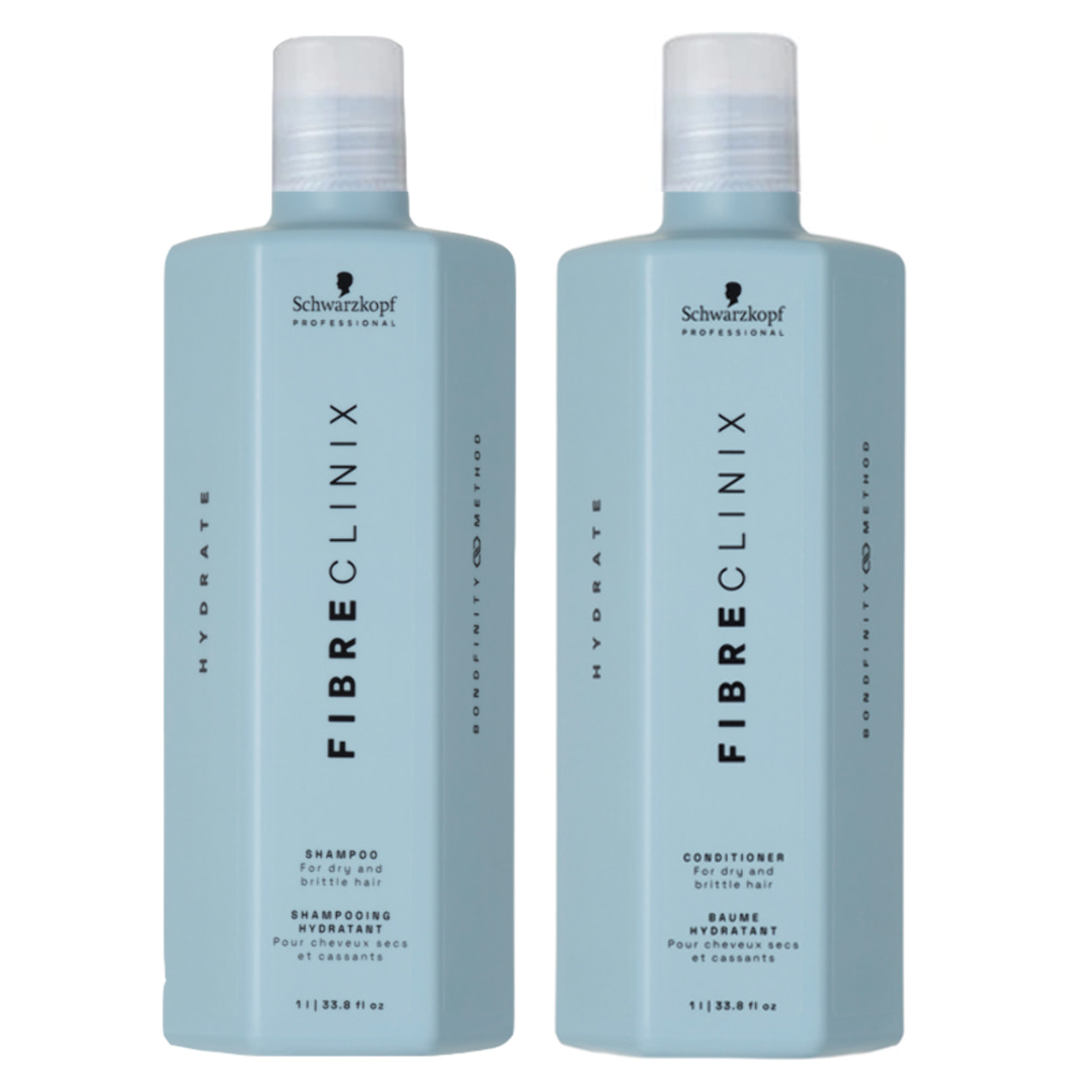 SCHWARZKOPF Kit Fibre Clinix Hydrate Shampoo 1000ml +  Conditioner 1000ml