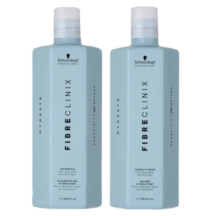 SCHWARZKOPF Kit Fibre Clinix Hydrate Shampoo 1000ml +  Conditioner 1000ml