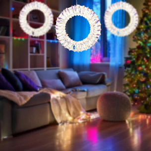 corona metálica luminosa con 50 micro led de diseño retorcido 30x6x30cm