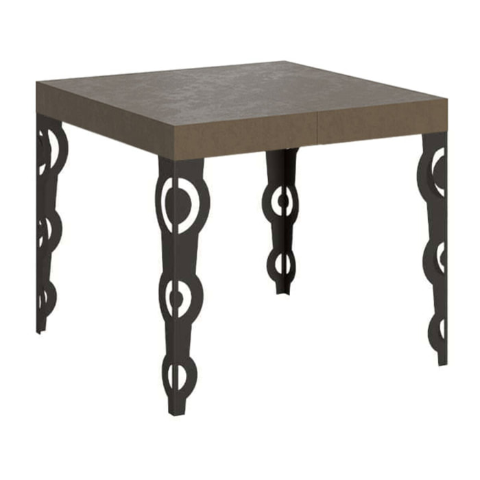 Table extensible 90x90/246 cm Karamay taupe pieds anthracite