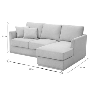 Canapé d'angle droit en tissu effet velours texturé beige 3 places MOSS