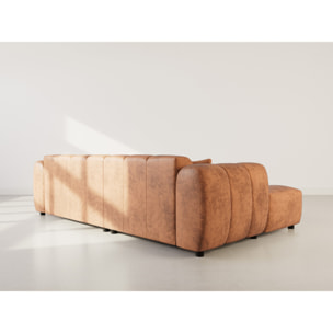 Curtis - canapé d'angle gauche 4 places en simili - Cognac