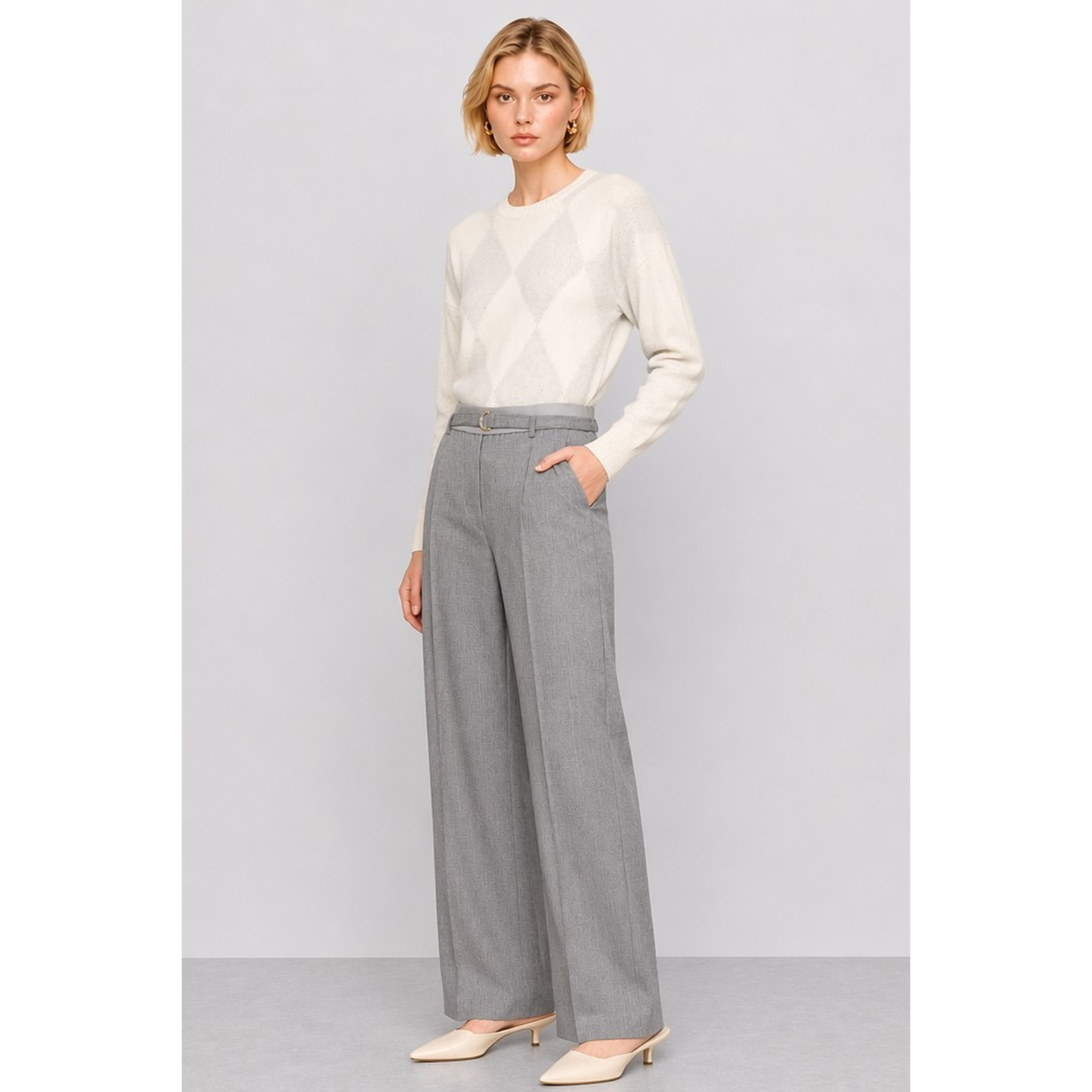 Kocca - Pantaloni sartoriali da donna a vita alta con cintura Donna