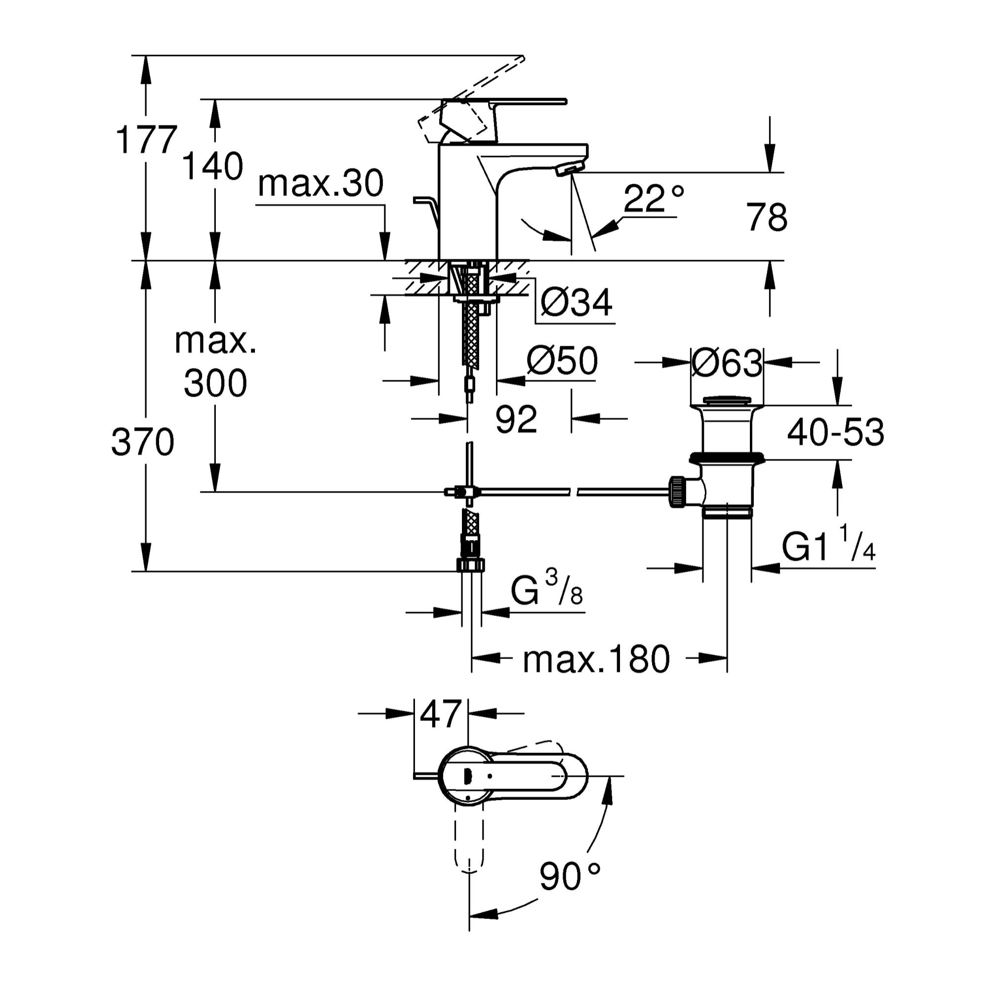 GROHE Get Mitigeur monocommande Lavabo Taille S Chromé 31148000