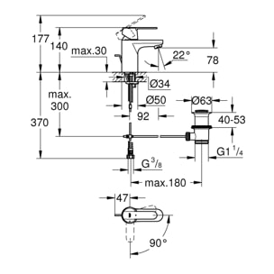 GROHE Get Mitigeur monocommande Lavabo Taille S Chromé 31148000