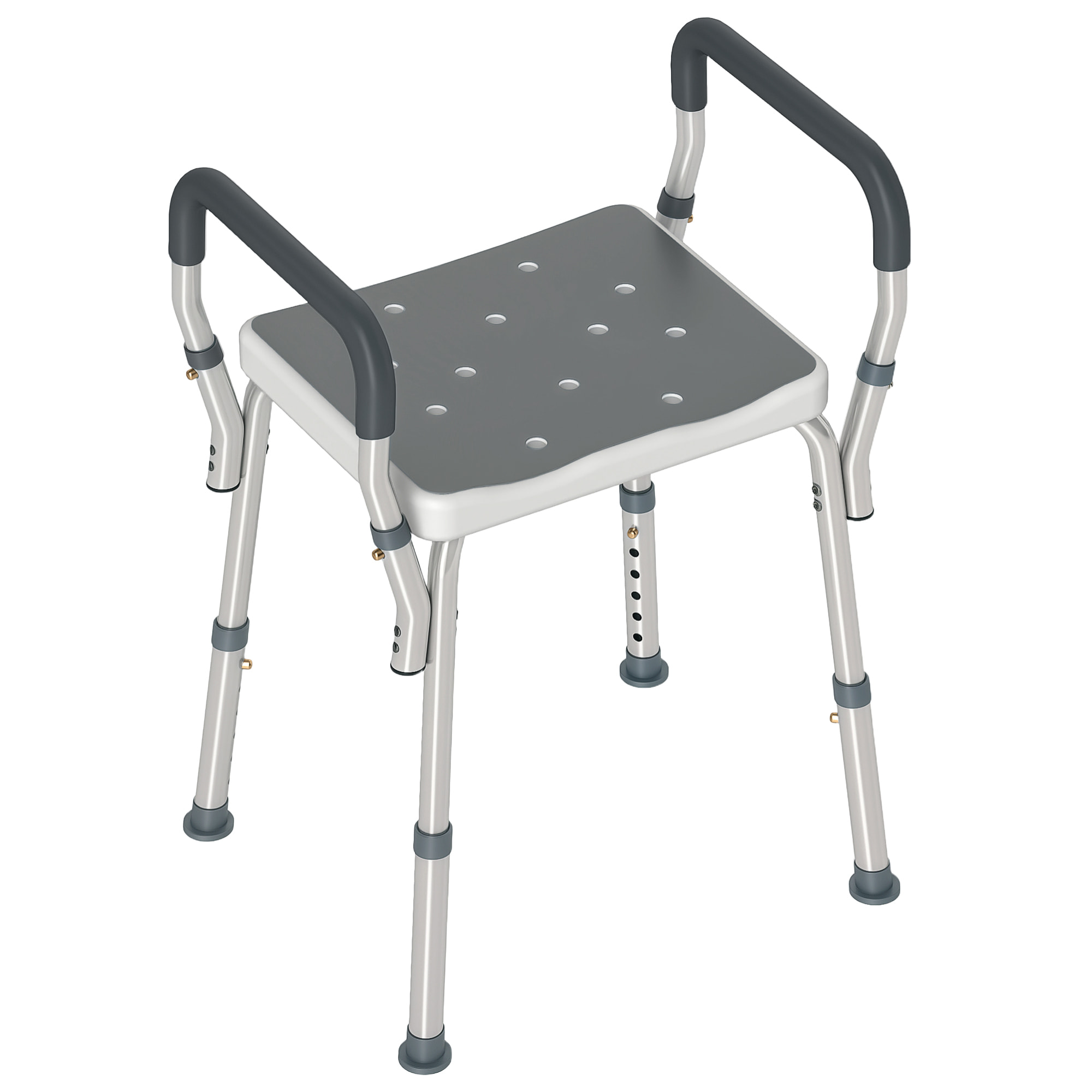 Taburete de Ducha Silla Ducha Personas Mayores con Altura Regulable Silla para Ducha de Aluminio Antideslizante Carga 150 kg para Ancianos y Discapacitados