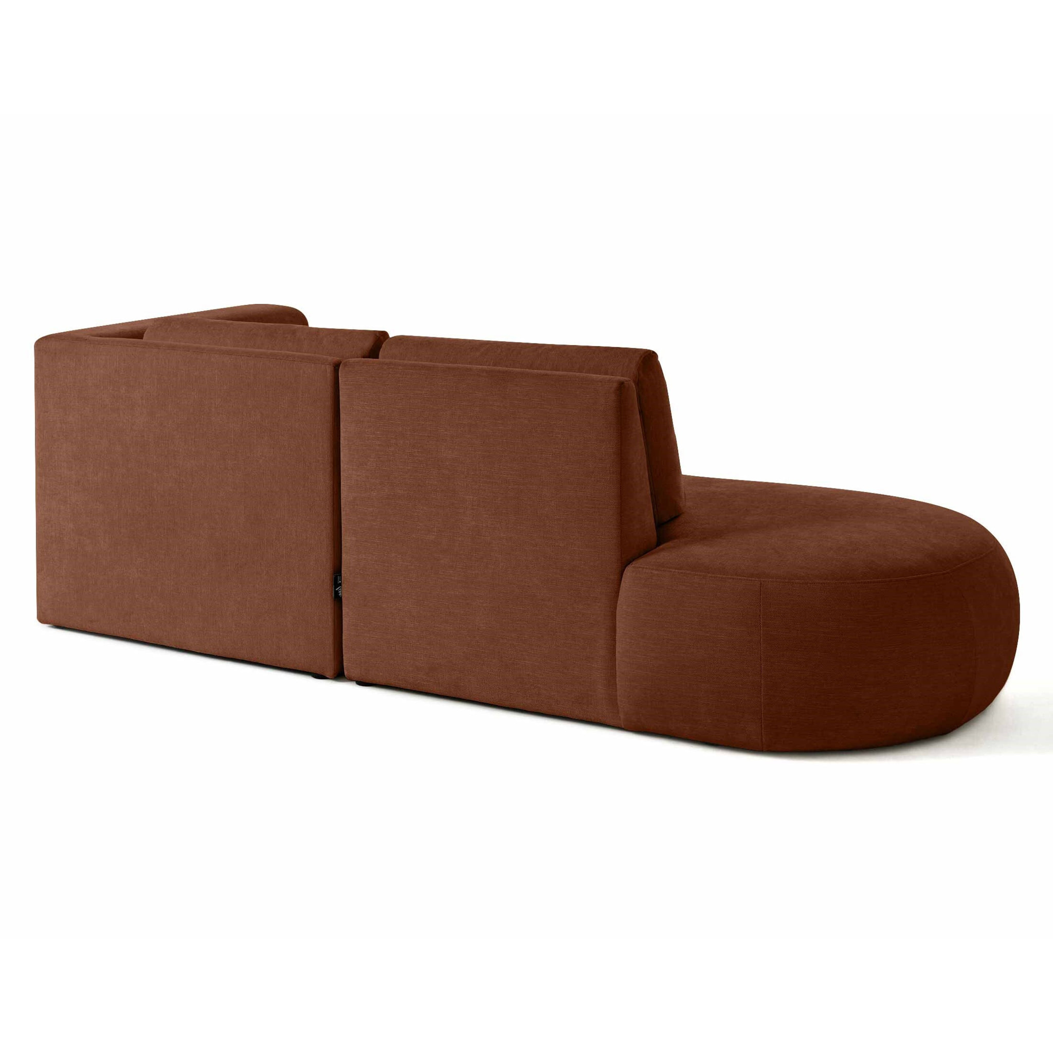 Santorini - canapé modulable d'angle droit + pouf - 4 places - en tissu texturé - Terracotta