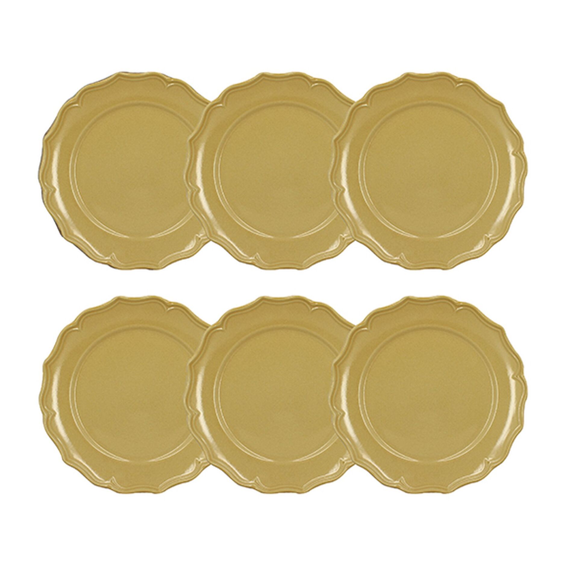 Lot de 6 assiettes plates 26,5cm en grès jaune SIGNATURE