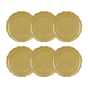 Lot de 6 assiettes plates 26,5cm en grès jaune SIGNATURE
