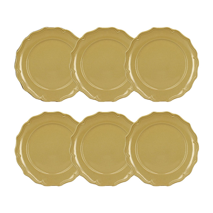 Lot de 6 assiettes plates 26,5cm en grès jaune SIGNATURE