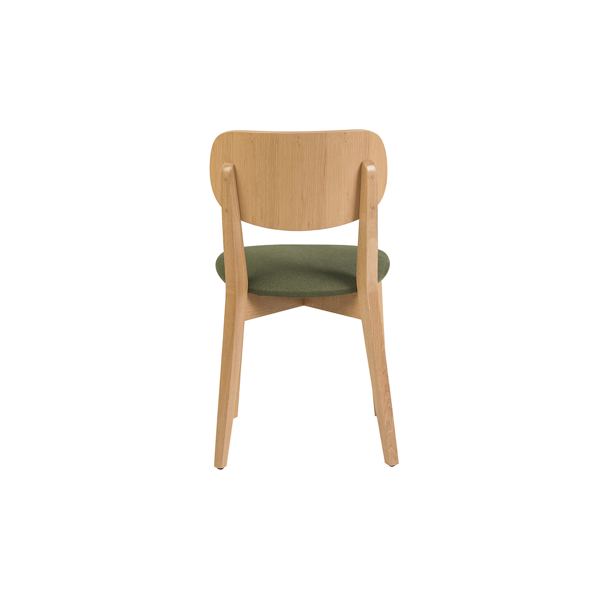Chaises vintage en bois clair chêne et tissu effet velours texturé vert kaki (lot de 2) LUCIA
