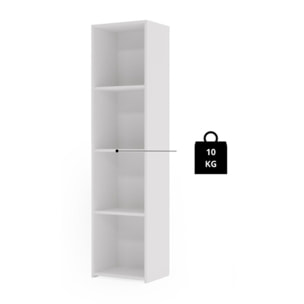 Libreria a colonna LONI 160x40 cm bianca con 4 ripiani a giorno