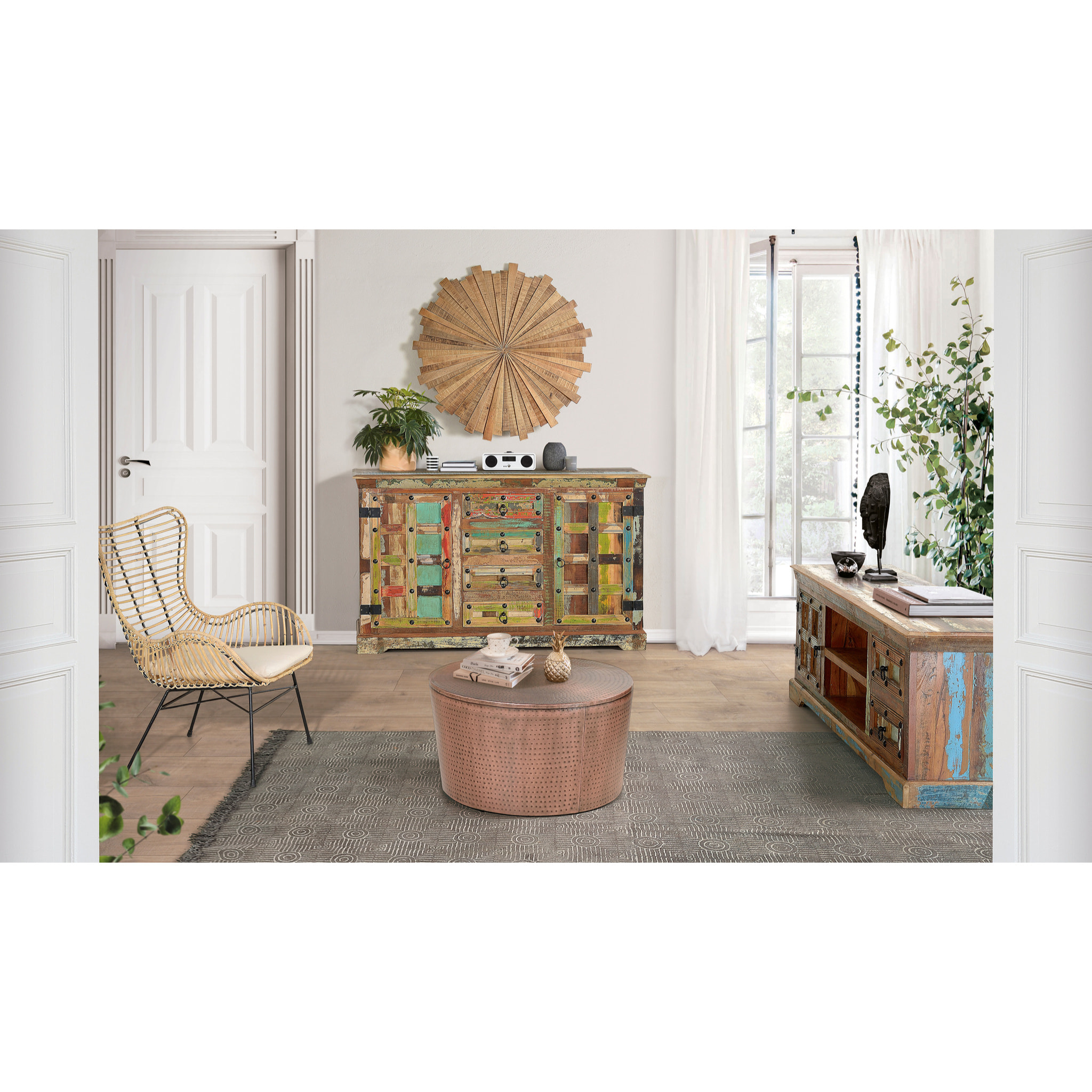 Sillón de Rattan Natural 70 Cm Estilo Mediterráneo
