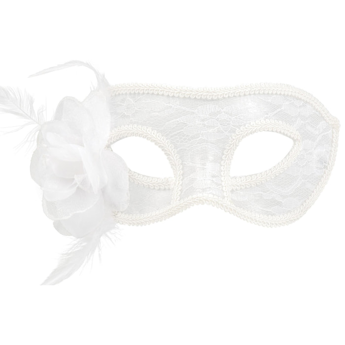 Maschera occhi Mystique con rosa, bianco