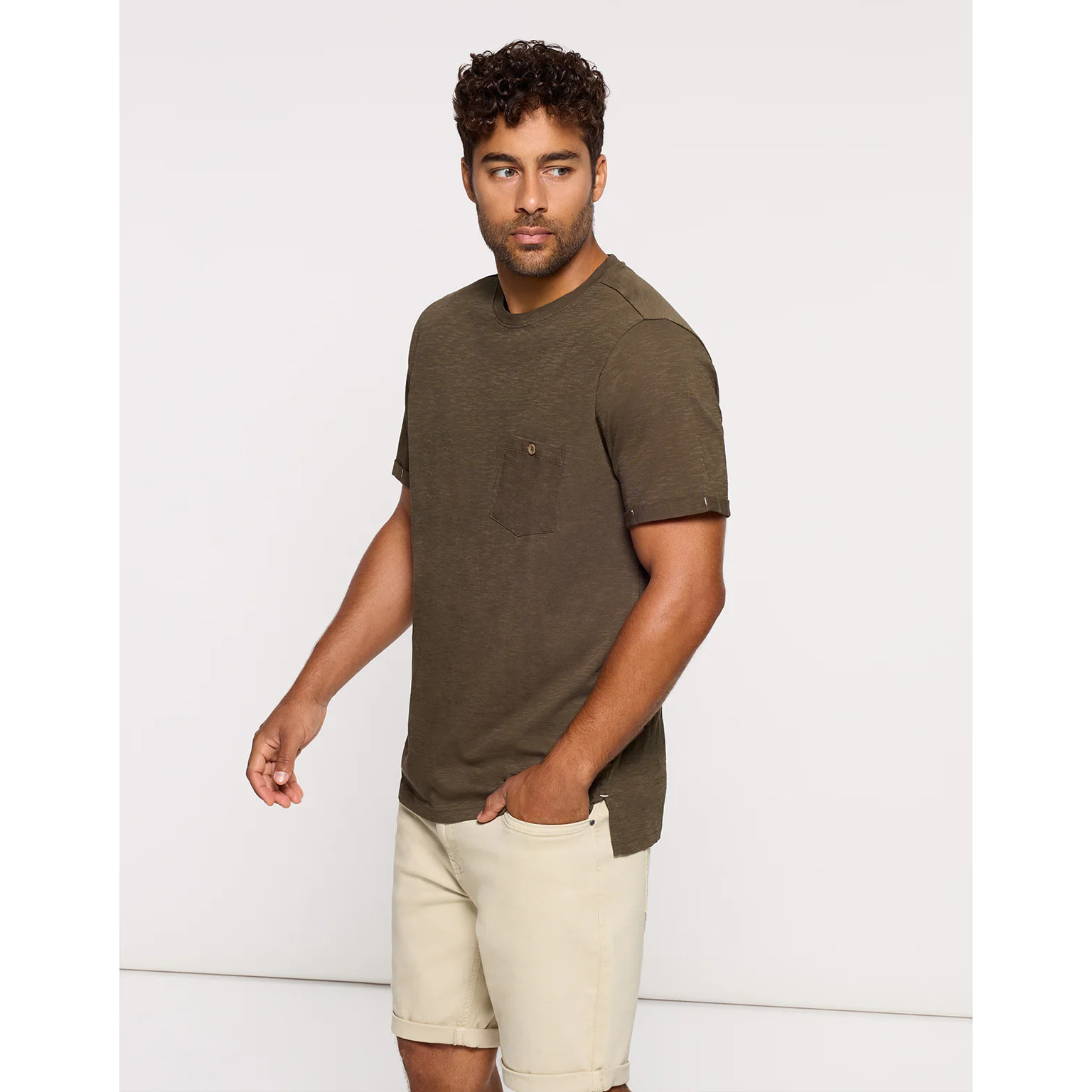 Camiseta Manga Corta Caqui - Button