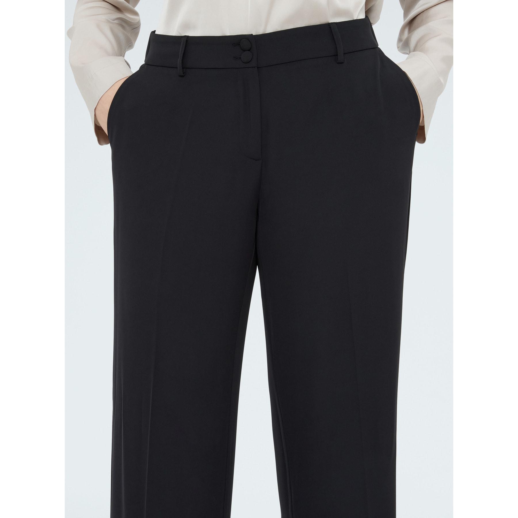 Fiorella Rubino - Pantaloni Wide Leg in tessuto fluido - Nero