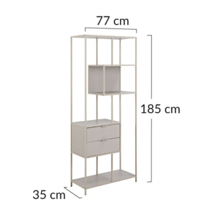 Anthea - étagère filaire métal avec plaquage en effet bois blanchi - avec tiroirs - 77 cm - gris - Gris