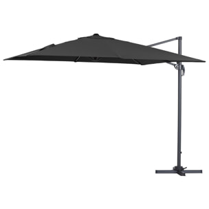 Parasol jardin déporté alu "Sun 3" 3 x 3 m - Noir