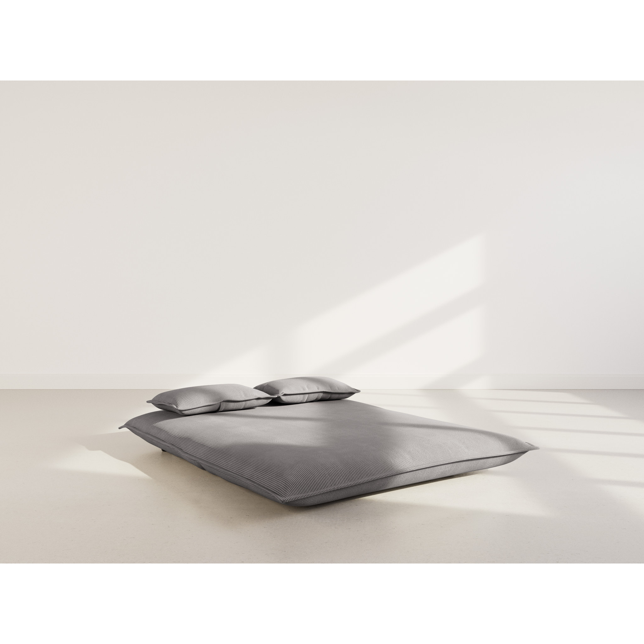 Candice - Banquette 2 places convertible clic-clac en velours côtelé - Gris foncé