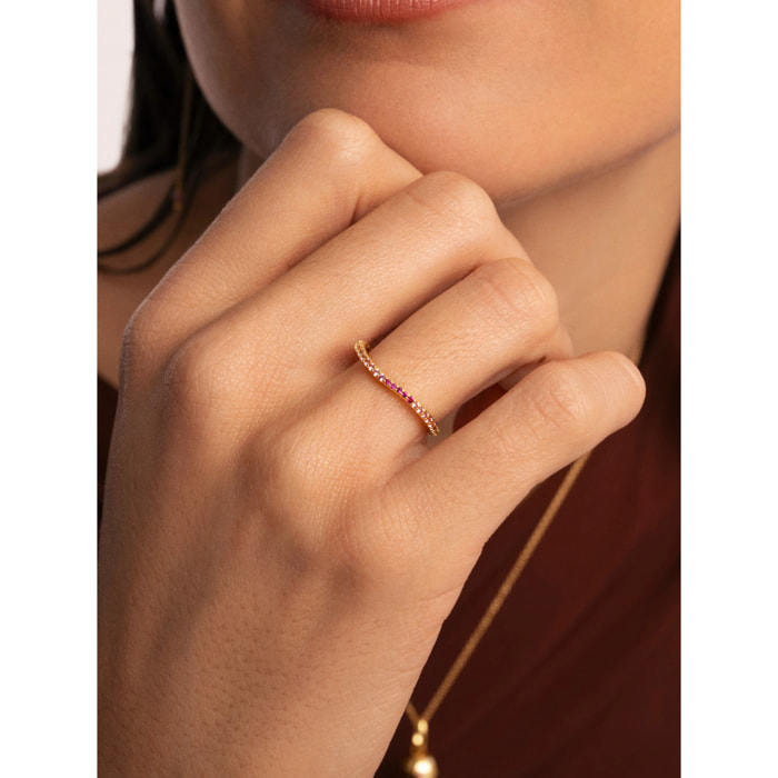 Anillo Fino Scarlett Rosa Baño Oro