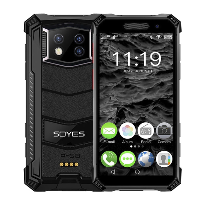 DAM MINI Smartphone rugerizado S10 Max 4G, Android 10.0, 4GB RAM + 128GB. Pantalla 3,5''. IP68 3 PROOF LEVEL (Anti-caida,Polvo,Agua).Doble tarjeta SIM. 5,3x1,75x10,8 Cm. Color: Negro