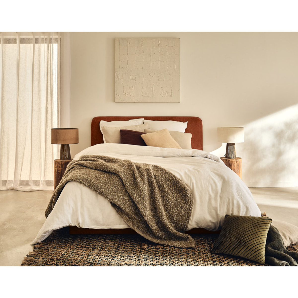 Goyave - lit coffre - 160x200 - en tissu - sommier inclus - Terracotta