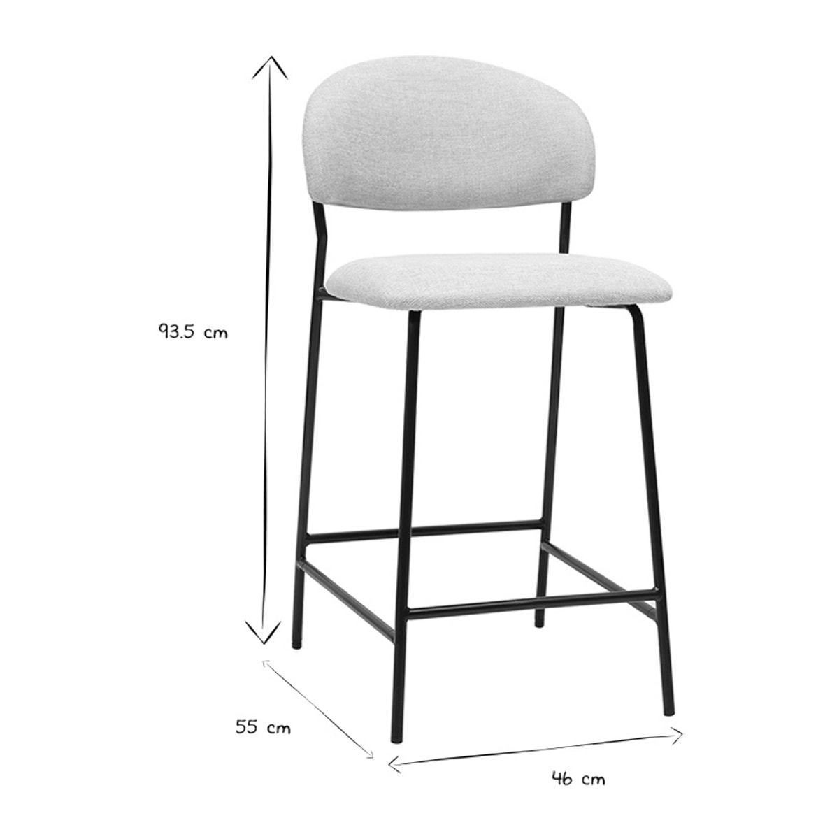 Tabourets de bar en tissu effet velours texturé beige H64 cm (lot de 2) BENTA