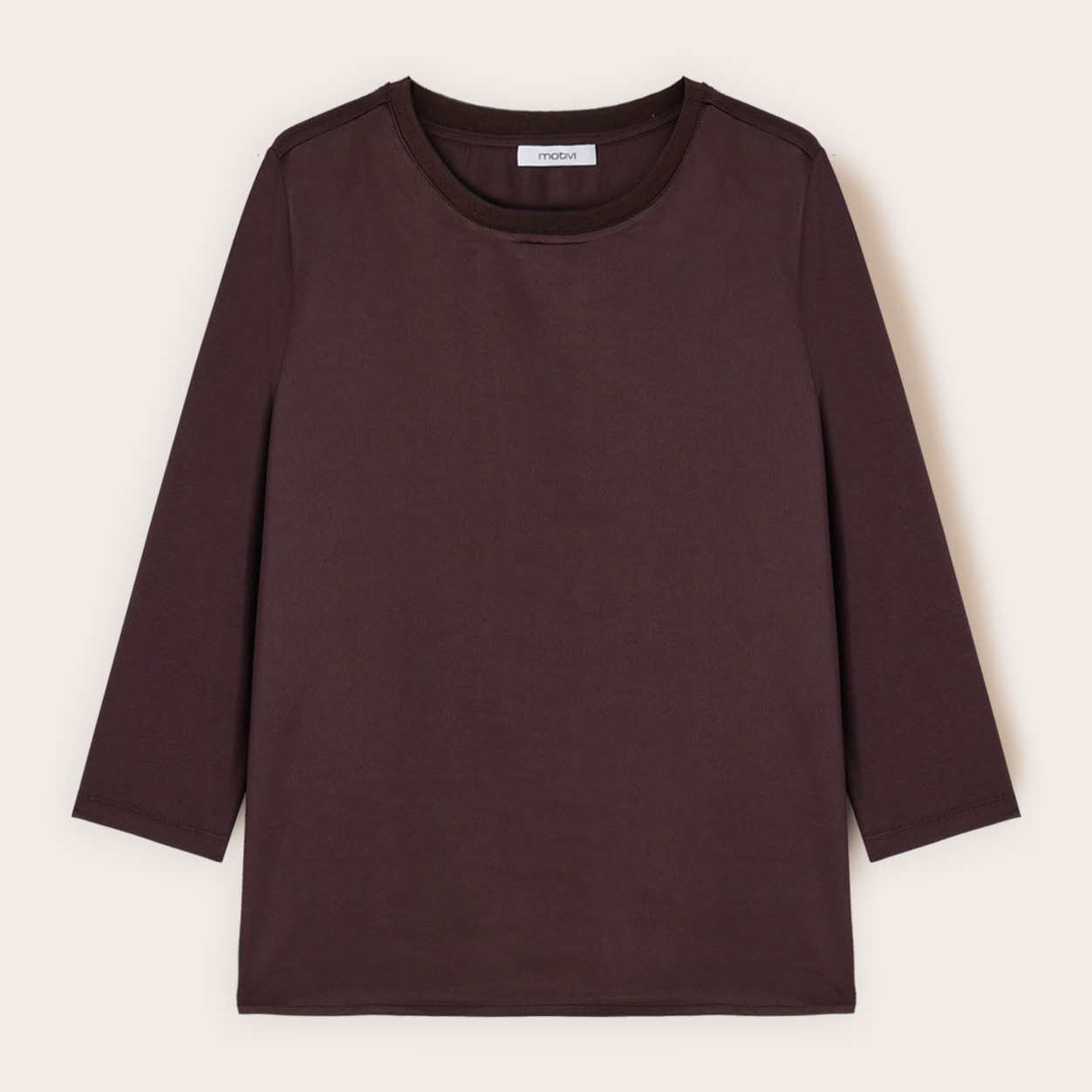 Motivi - T-shirt basic bimaterica - Marrone