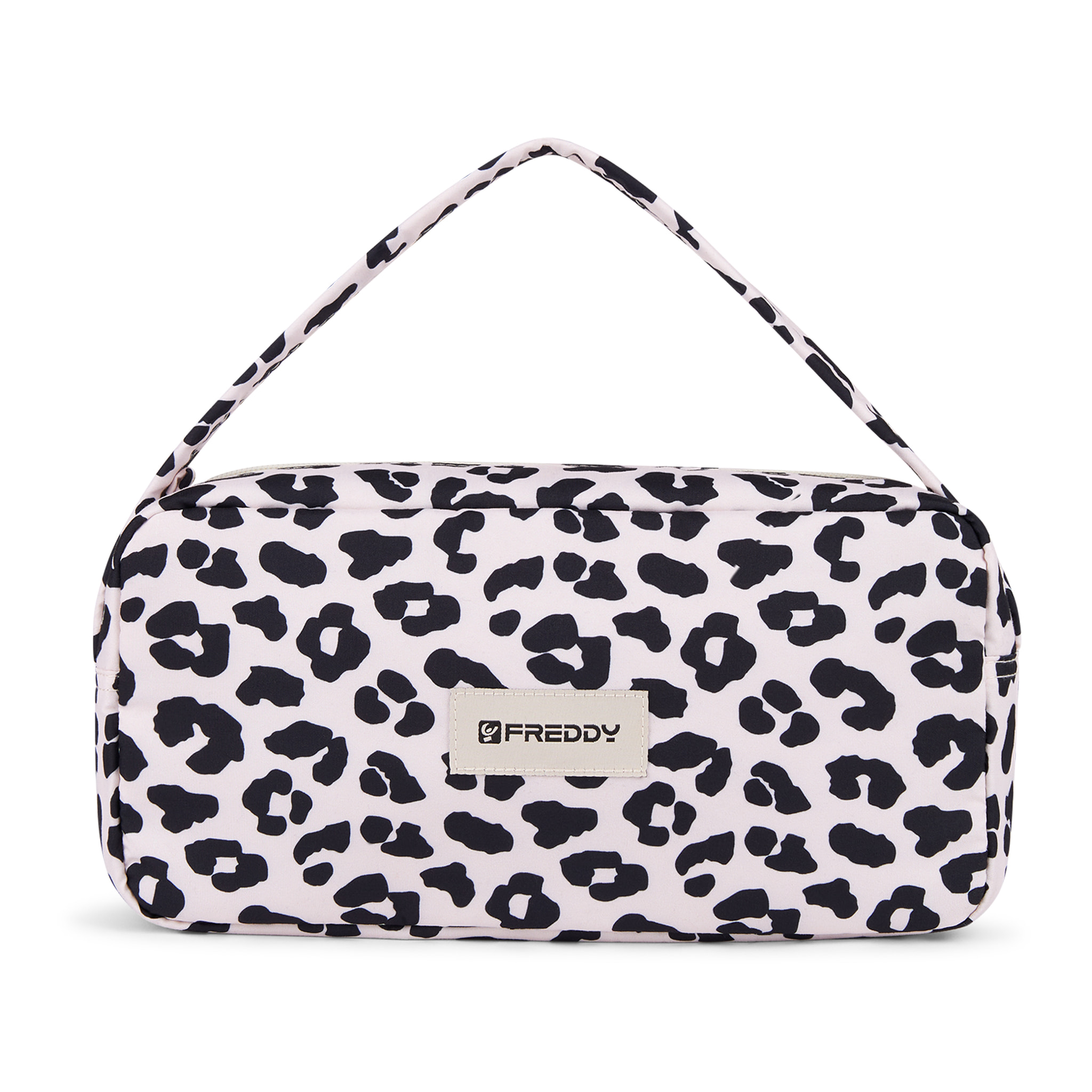 Borsa a spalla leopardata in poliestere con logo FREDDY