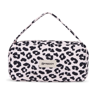 Borsa a spalla leopardata in poliestere con logo FREDDY