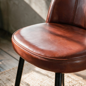 Lot de 2 chaises en cuir de buffle marron rouge - Célestin