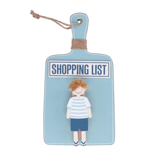 Portamemo in legno con bambino azzurro cm10,5x19,5/27x3