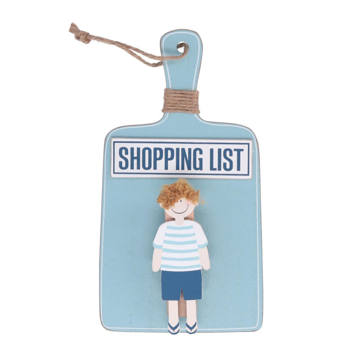 Portamemo in legno con bambino azzurro cm10,5x19,5/27x3