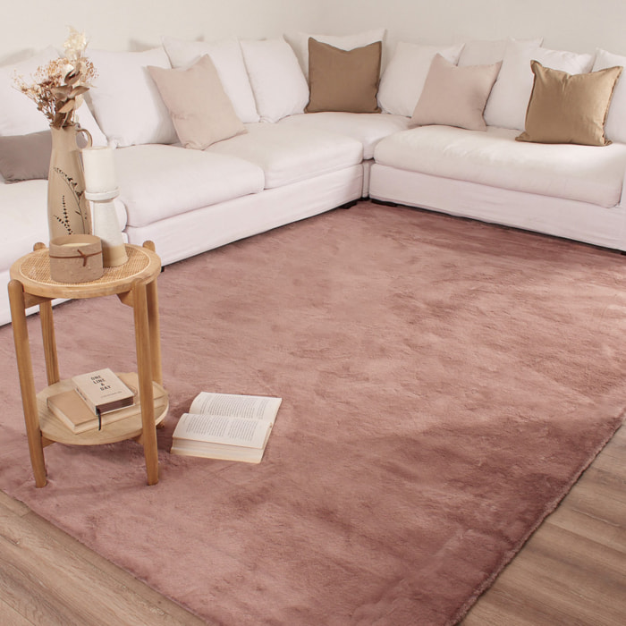 AVA - Tapis doux à poils longs lavable en machine - Rose