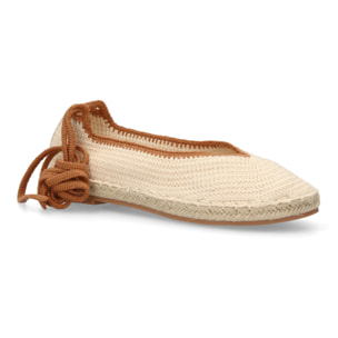 Alpargata plana mujer tejido flexible con cordones