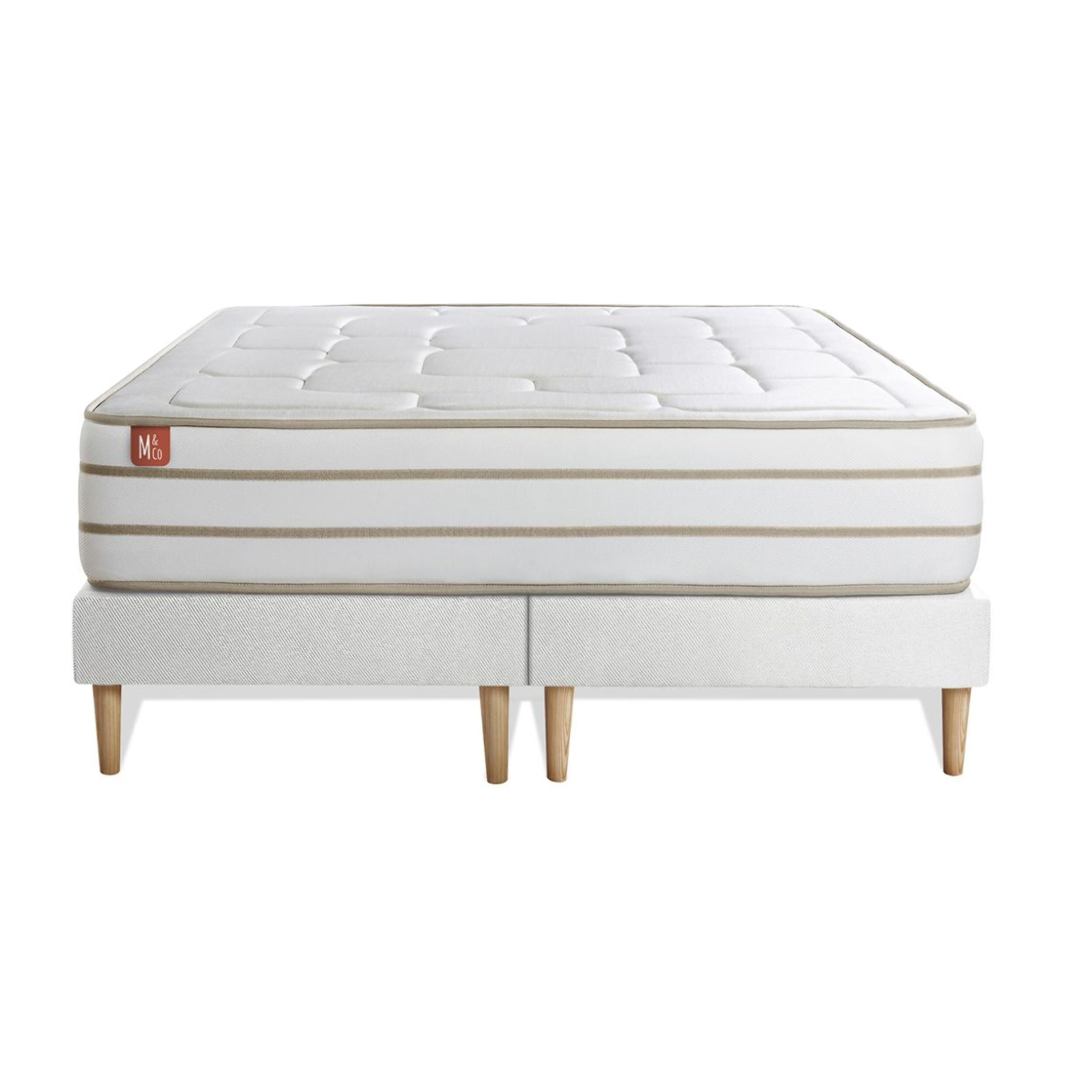 Ensemble Matelas Le Douillet - 26cm - Mémoire de forme - Matériaux éco-responsable - Sommier Tapissier Blanc