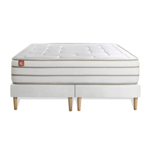 Ensemble Matelas Le Douillet - 26cm - Mémoire de forme - Matériaux éco-responsable - Sommier Tapissier Blanc