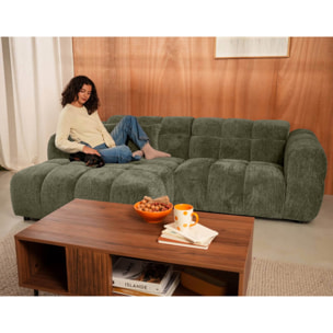 Mini Ray - Canapé d'angle gauche 4 places en tissu texturé - Vert Kaki