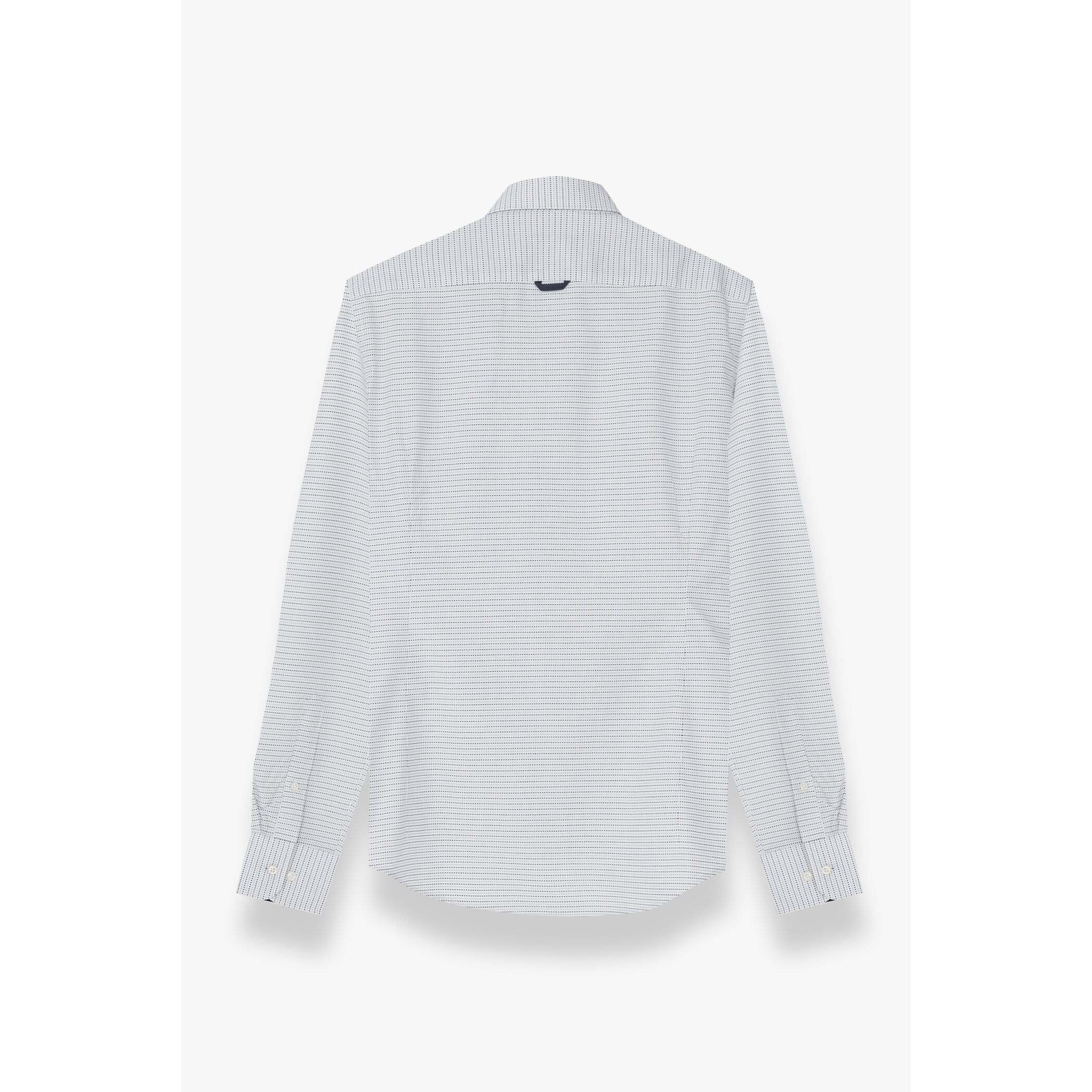 camicia uomo 1 bottone button down slim Jacquard Fantasia Bianco/Nero