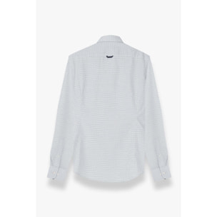 camicia uomo 1 bottone button down slim Jacquard Fantasia Bianco/Nero
