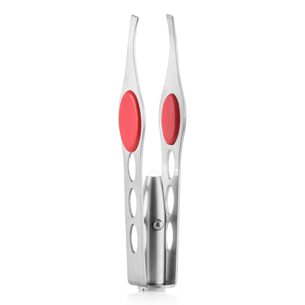 Pinzette depilatorie con LED - acciaio inossidabile - argento - 10x1,5x1,5 cm