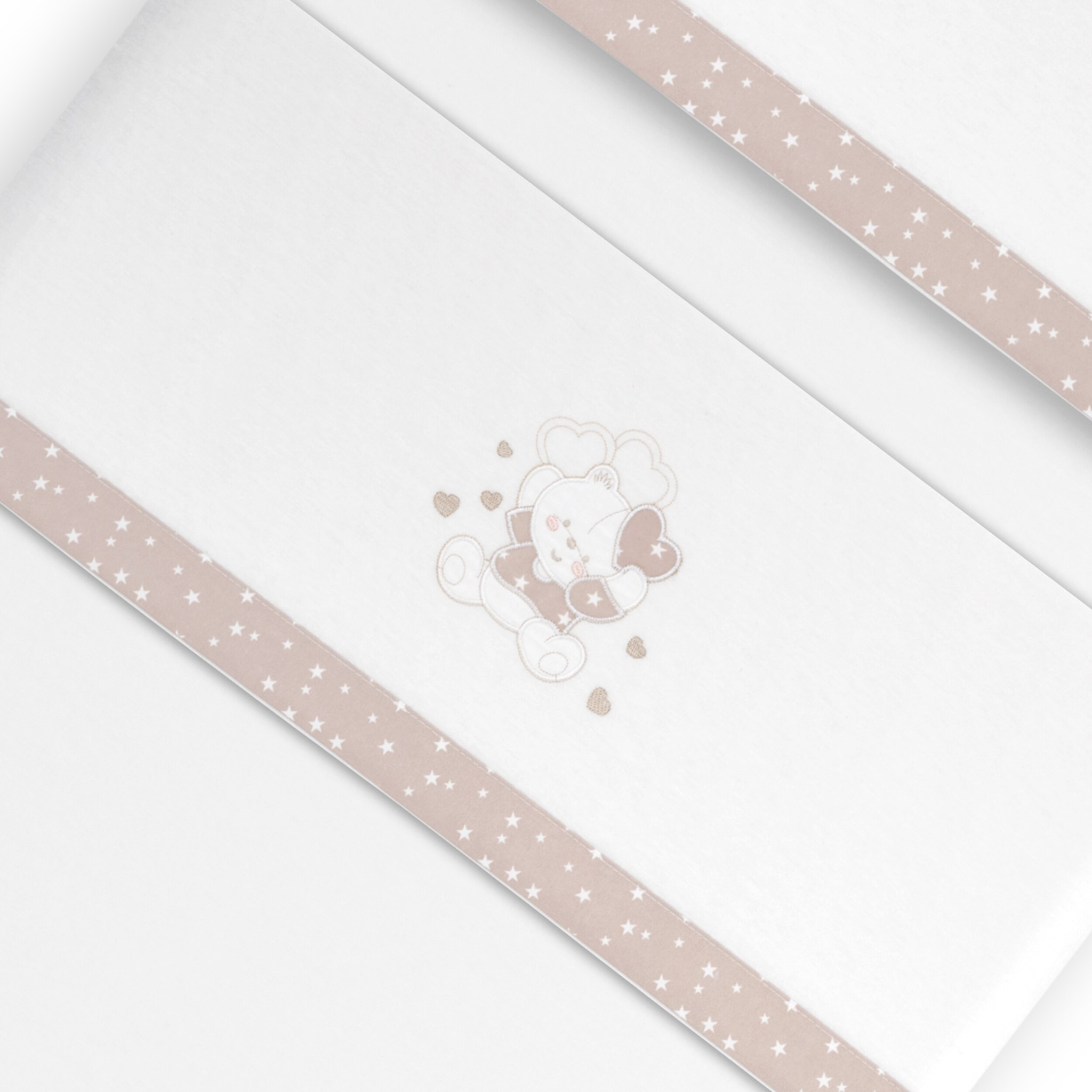 Triptico Coche Franela D. Algodon Oso Corazones Bco/Beig